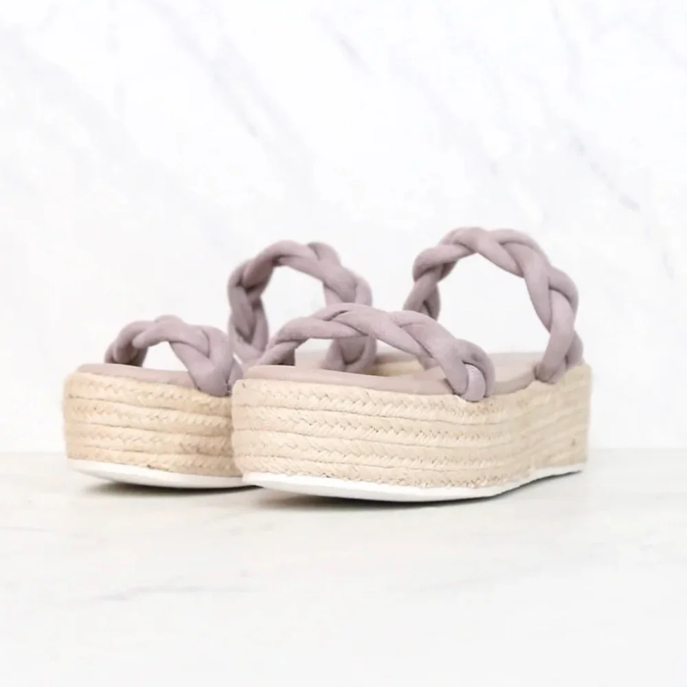 Sbicca Braided Gray/Lilac Espadrille Platform Sandal Size 7.5